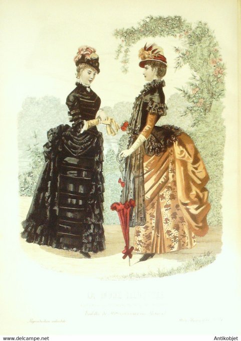 Gravure de mode La Mode illustrée 1884 n°24 (Maison Coussinet)