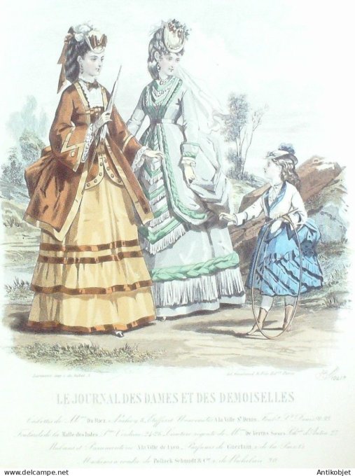 Gravure Mode J.Dames & Demoiselles 1864 # 1041 (Old Fashion plate)