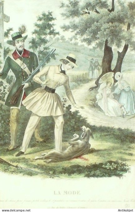 Gravure La mode 1837 # 570 (aquarelle old Fashion plate)