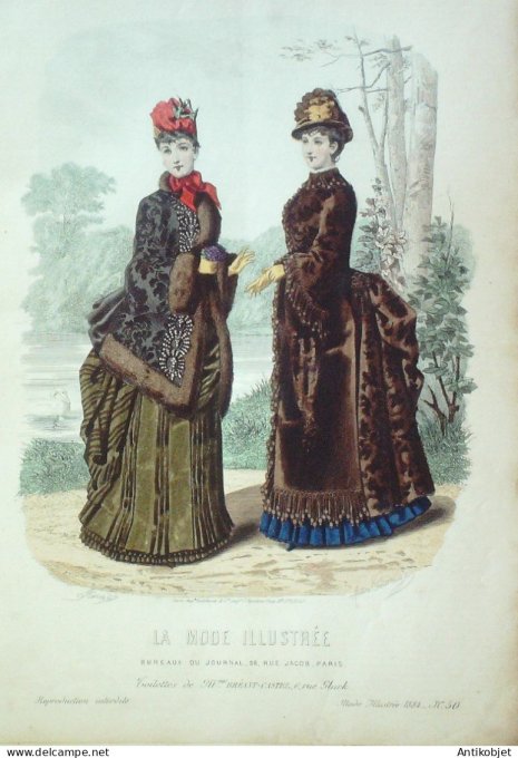 Gravure Mode illustree 1884 # 50 (Old Fashion plate)