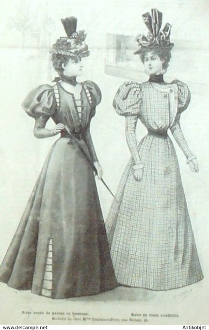 La Mode illustrée journal 1897 n° 13 Robe en tissu quadrillé