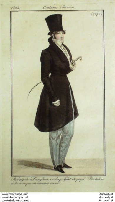 Gravure Mode Costume Parisien 1823 # 2142 (eau forte old Fashion plate