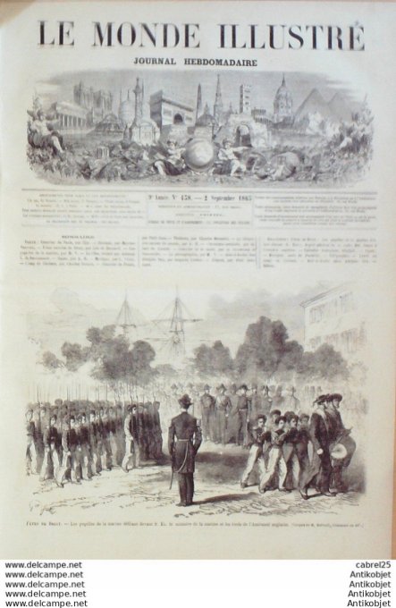 Le Monde illustré 1865 n°438 Brest (29) Japon Dalboutz Mexique Uruopan Mort Pueblita Algérie Emir Ab