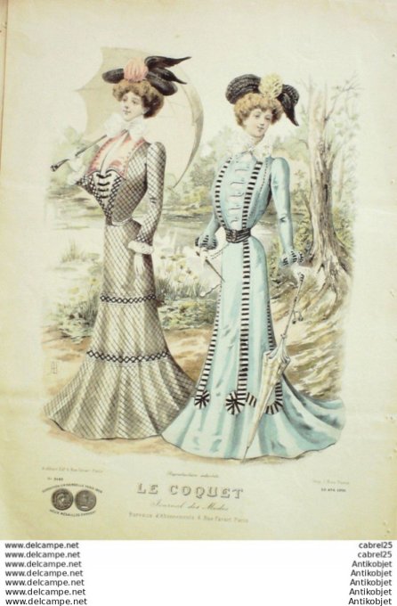 Gravure Mode Le Coquet 1901 # 23 (Old Fashion plate)