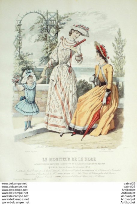 Gravure Mode Le Moniteur 1889 # 28 (Old Fashion plate)