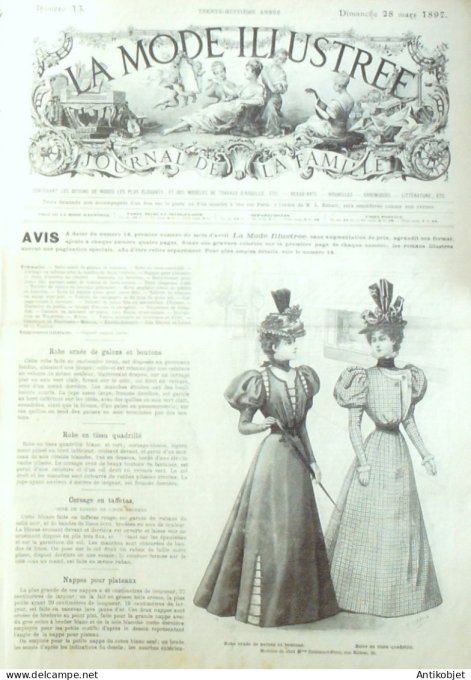 La Mode illustrée journal 1897 n° 13 Robe en tissu quadrillé