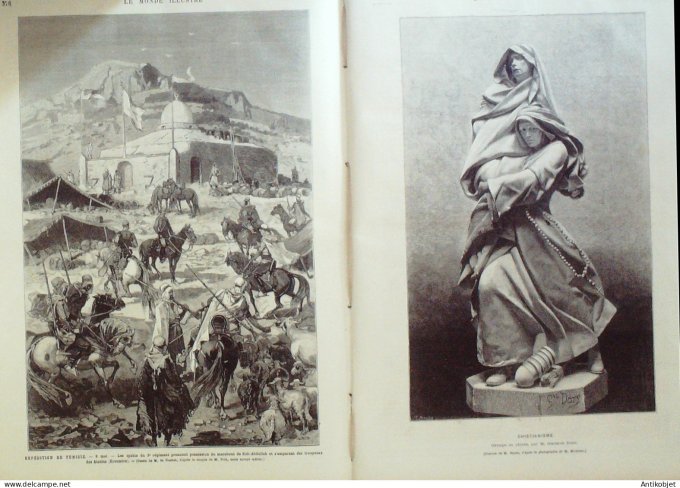 Le Monde illustré 1881 n°1262 Italie Milan Tunisie Sidi Abdallah Feldj Manna Sidi Joussef Hongrie Bu