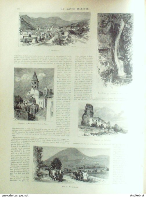 Le Monde illustré 1892 n°1844 St-Cloud (92) Italie Catane Etna Clermont-Ferrand Mont-Dore (63)