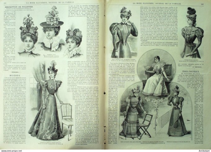 La Mode illustrée journal 1897 n° 13 Robe en tissu quadrillé