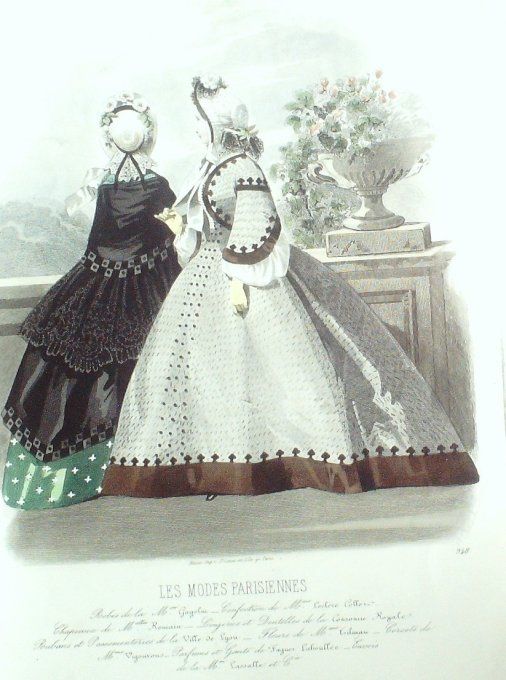 Gravure Les Modes Parisiennes 1861 # 948 Robes en Jersey Maison Gagelin