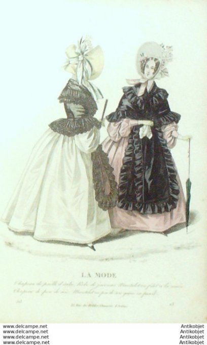 Gravure La mode 1836 # 513 (aquarelle old Fashion plate)