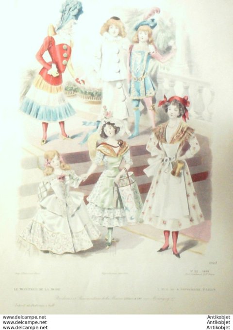 Gravure Mode Le Moniteur 1899 # 52 (Old Fashion plate)