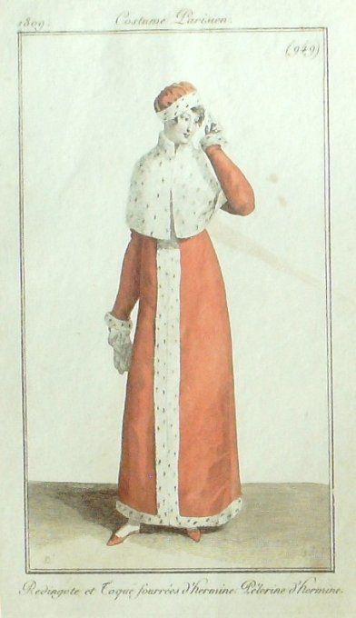 Gravure Mode Costume Parisien 1809 #  949 (eau forte old Fashion plate