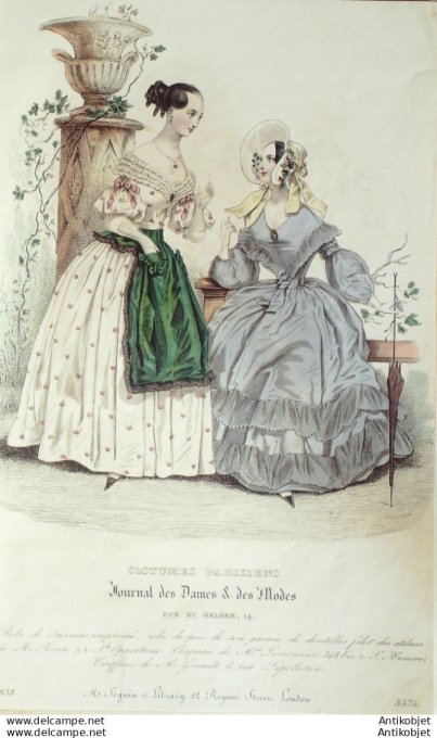 Costume Parisien 1838 # 3575 Robe de Jaconas imprimé