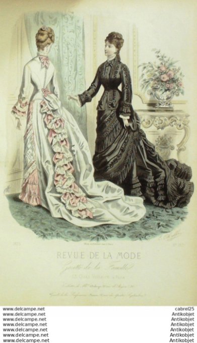 Gravure Mode La Gazette 1875 # 197 (Old Fashion plate)