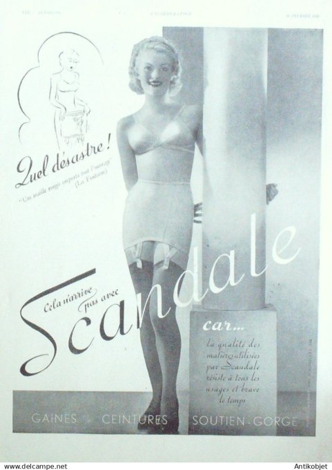 Publicité Lingerie Scandale 1938