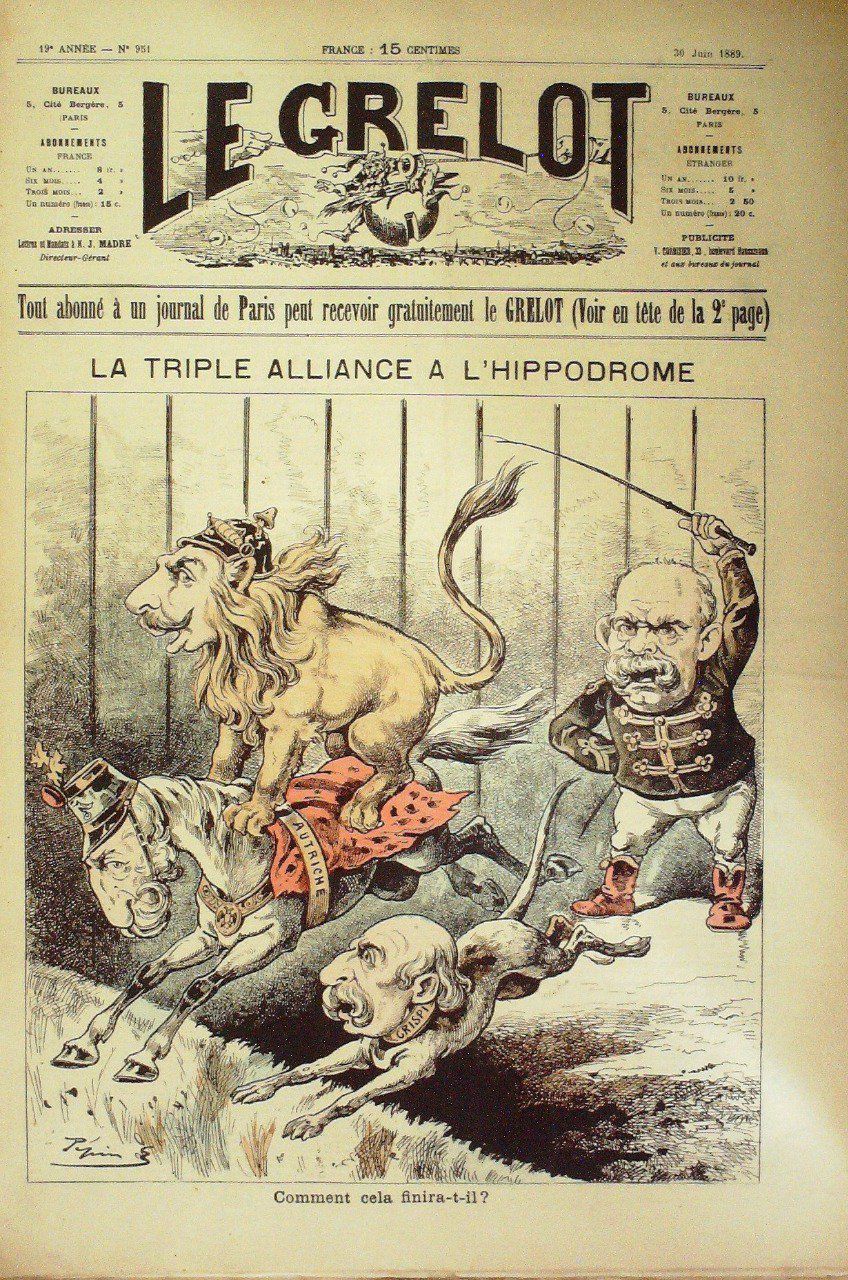 Le Grelot 1889 n°951 LA TRIPLE ALLIANCE à L'HYPPODROME PEPIN
