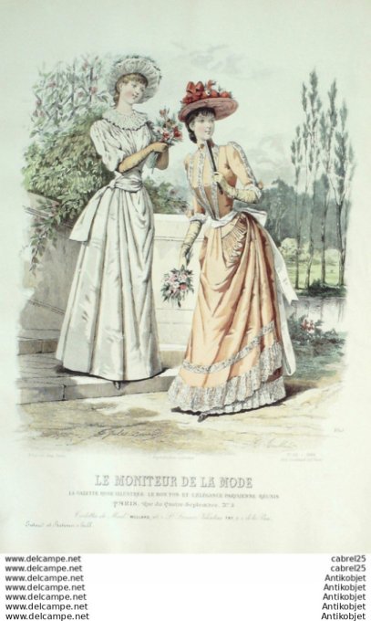 Gravure Mode Le Moniteur 1889 # 27 (Old Fashion plate)