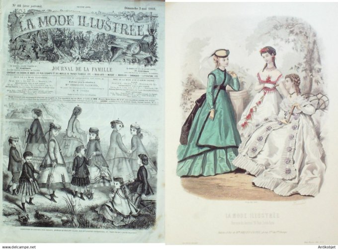 La Mode illustrée journal + gravure associée 1868 # 18