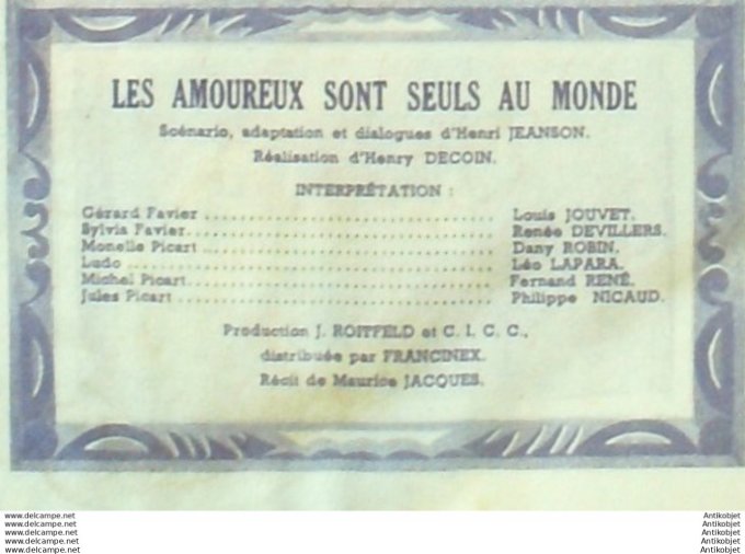 Mon Film 121 48-12-15 Les amoureux seuls au Monde Dany Robin Louis Jouvet