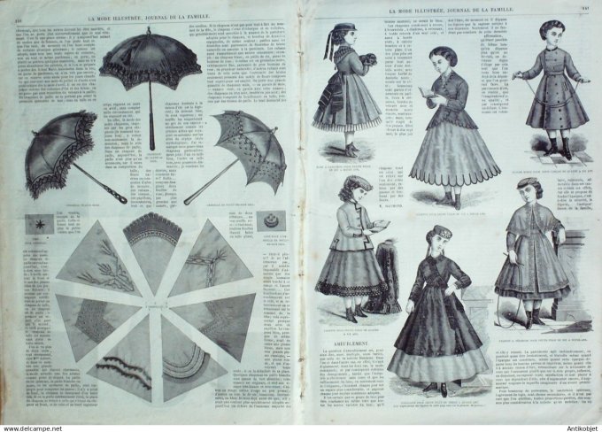 La Mode illustrée journal + gravure associée 1868 # 18