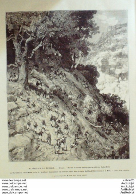 Le Monde illustré 1881 n°1263 Emile Tittre Espagne Madrid Calderon Bicentenaire Tunisie Djebel Metir