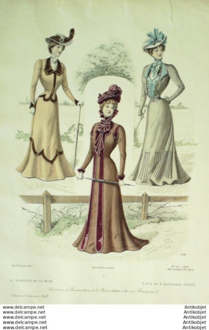 Gravure Mode Le Moniteur 1899 # 38 (Old Fashion plate)
