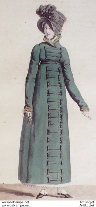 Gravure de mode Costume Parisien 1811 n°1192 Redingote de drap