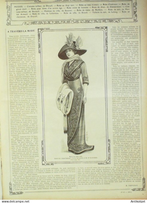 La Mode illustrée journal 1911 n° 47 Toilettes Costumes Passementerie