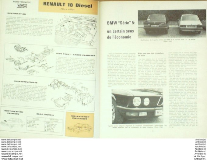 R.T Automobile Renault 18 Bmw série 5 Opel Kadett & Record Talbot   # 415