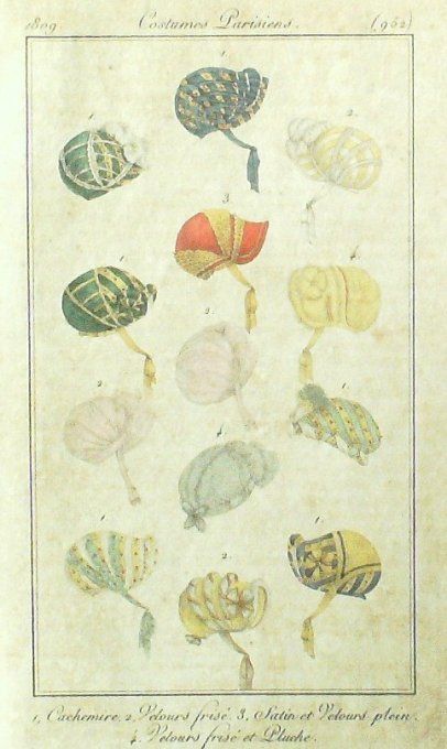 Gravure Mode Costume Parisien 1809 #  952 (eau forte old Fashion plate