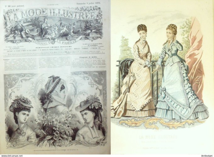 La Mode illustrée journal + gravure associée 1876 # 28