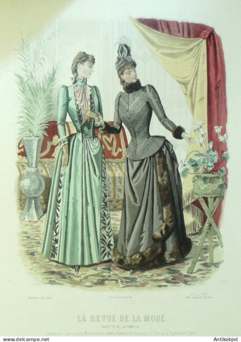 Gravure de mode Revue de la mode Gazette 1889 n°05 (Maison Goubaud)