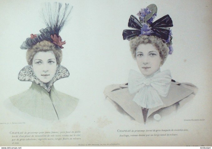 La Mode pratique 1896 # 10 Chapeaux en paille brodés maison