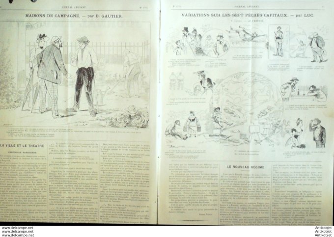 Le Journal Amusant 1890 # 1775 A Dieppe par Stop les types de la plage par Mars