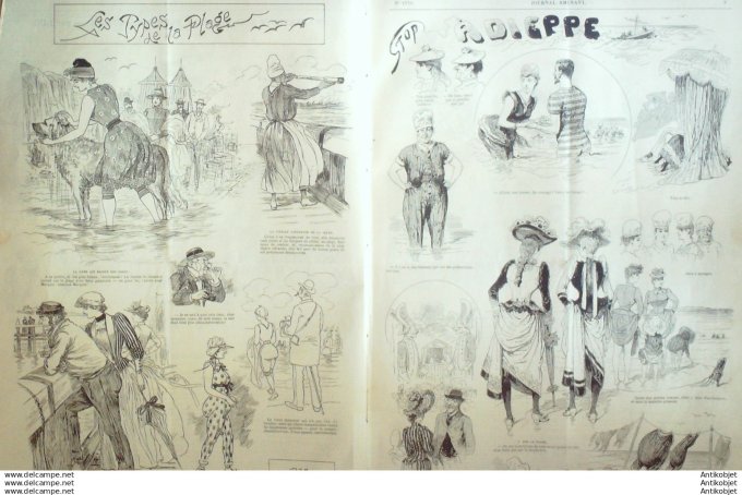 Le Journal Amusant 1890 # 1775 A Dieppe par Stop les types de la plage par Mars