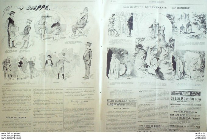 Le Journal Amusant 1890 # 1775 A Dieppe par Stop les types de la plage par Mars
