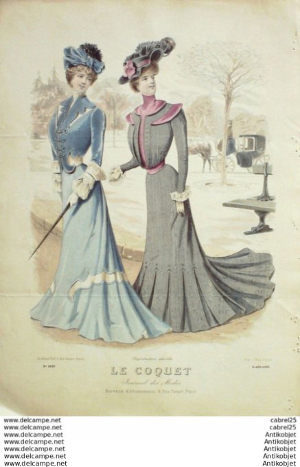 Gravure Mode Le Coquet 1901 # 06 (Old Fashion plate)