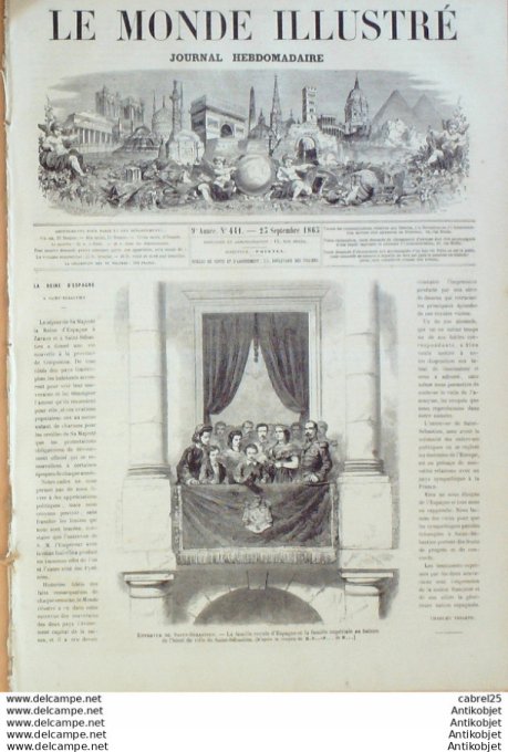 Le Monde illustré 1865 n°441 Espagne St-Sébastien Allemagne Cobourg Angleterre Portsmouth