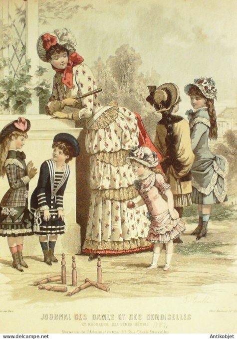 Gravure Mode J.Dames & Demoiselles 1877 # 1911 (Old Fashion plate)