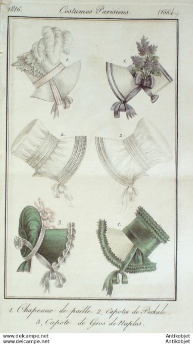 Costume Parisien 1816 # 1564 Capote gros de Naple et perkale