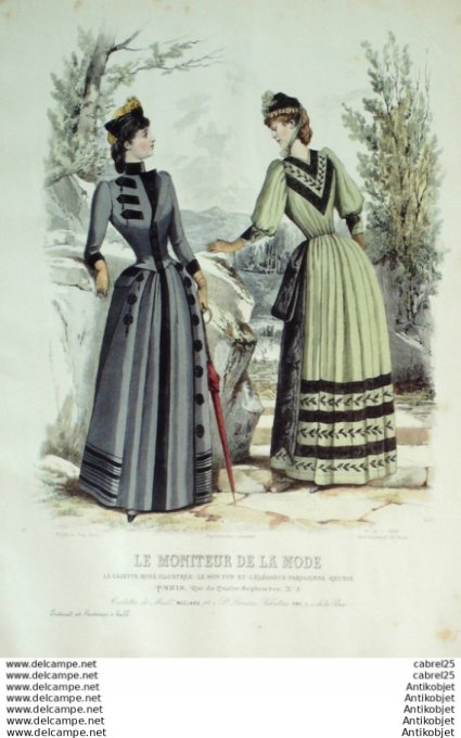 Gravure Mode Le Moniteur 1889 # 18 (Old Fashion plate)