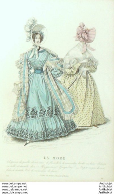 Gravure La mode 1836 # 512 (aquarelle old Fashion plate)