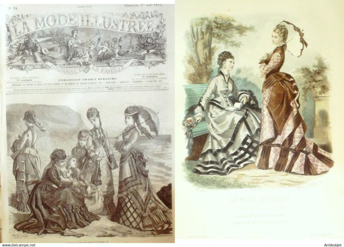 La Mode illustrée journal + gravure associée 1875 # 31