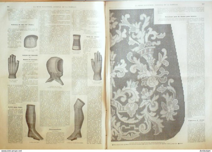 La Mode illustrée journal + gravure associée 1875 # 31