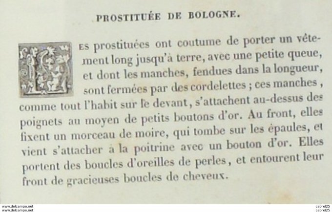 Italie BOLOGNE Prostituée 1859