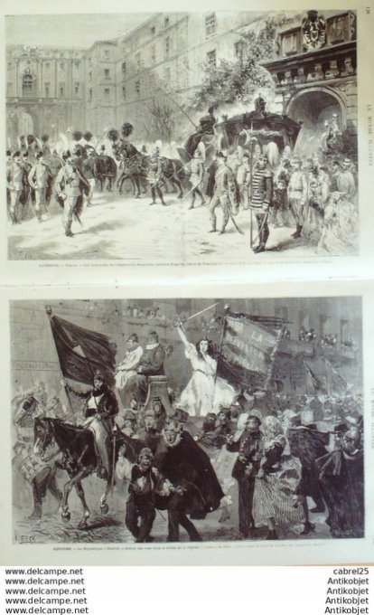 Le Monde illustré 1873 n°829 Egypte Hussein Abbasieh Autriche Vienne Caroline Augusta Suisse Geneve 