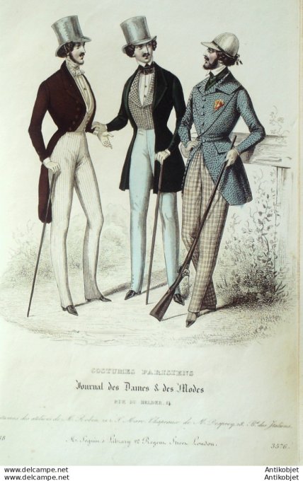 Costume Parisien 1838 # 3576 Costumes drap et velours homme