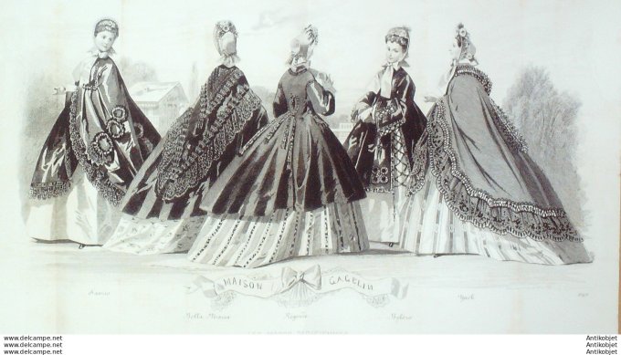 Gravure de mode Les Modes parisiennes (maison Gagelin) 1862 n°1048