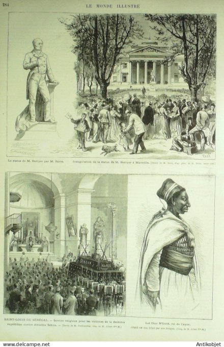 Le Monde illustré 1874 n°943 Sénégal St-Louis Lat Dior N'Goné roi de Cayor Marseille (13) Dinan (35)